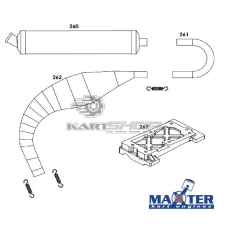 Eclaté échappement et platine moteur MAXTER MXO/MXS