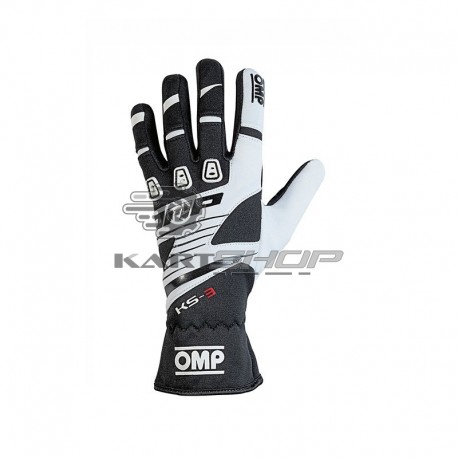 Gants pilote OMP KS-3 black & white