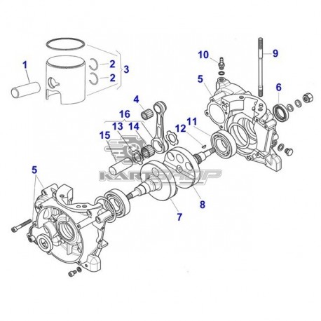 Eclaté piston, carters et vilbrequin IAME X30